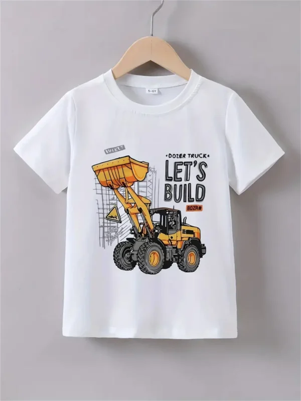 Children's T-Shirt Kids Clothes Cartoon Excavator Graphic T Shirts Short Sleeve Boys Summer Clothes O-Neck Toddler Boy Clothing - Image 2