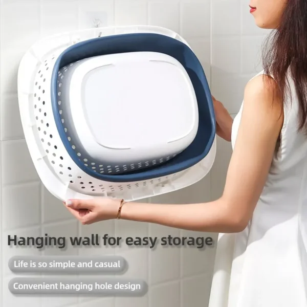Collapsible Plastic Laundry Basket Folding Pop Up Bathroom Dirty Clothes Basket Household Plastic Large Storage Container - Image 4