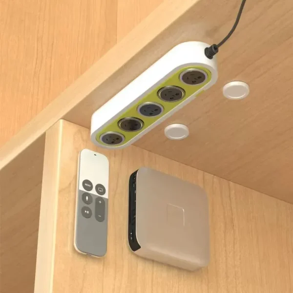 Remote Control Magnetic Tv Cabinet Bedroom Punch-free Router Holder Plug-in Row Round Strong Socket Storage - Image 2