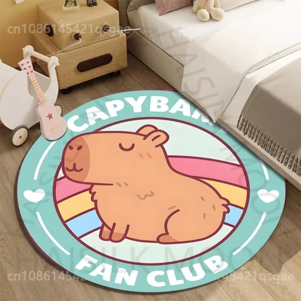 Capybara Cartoon Printed Round Carpet for Living Room Sofa Table Floor Mats Large Pet Mat Soft Round Rug Home Decor for Gifts - Image 6