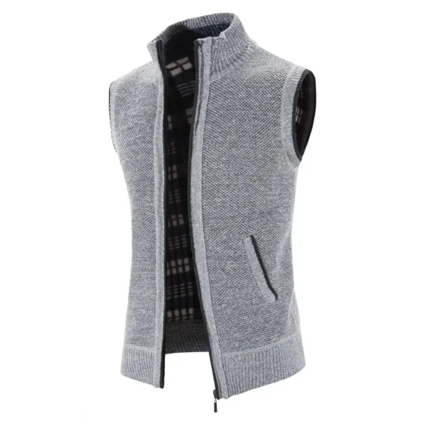 Autumn Winter Sweater Vest Men Thick Warm Sleeveless Cardigan Coat Knitted Vest Outerwear Zipper Sleevel Sweater Jacket Men Vest - Image 3