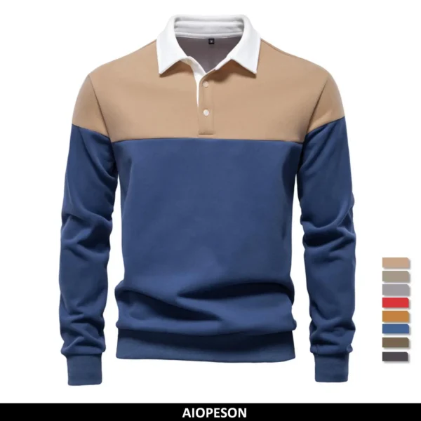 AIOPESON Men’s Premium Sweatshirt, a stylish color-blocked hoodie with a business casual appeal, offering the perfect blend of comfort and sophistication.