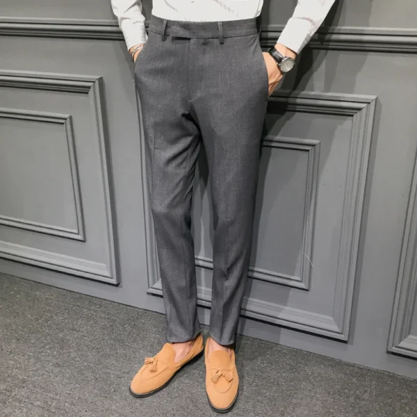 Khaki Men's Suit Pants, Fashion Slim Trousers, Asian Size 28-36,Korean Style Grey Pant, 2025 New - Image 6