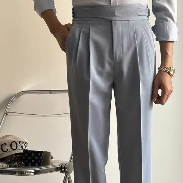 Oldyanup Men Vintage Gurkha Pants British Style High Waist Casual Straight Trousers Spring Autumn Fashion Naples Suit Pant - Image 5