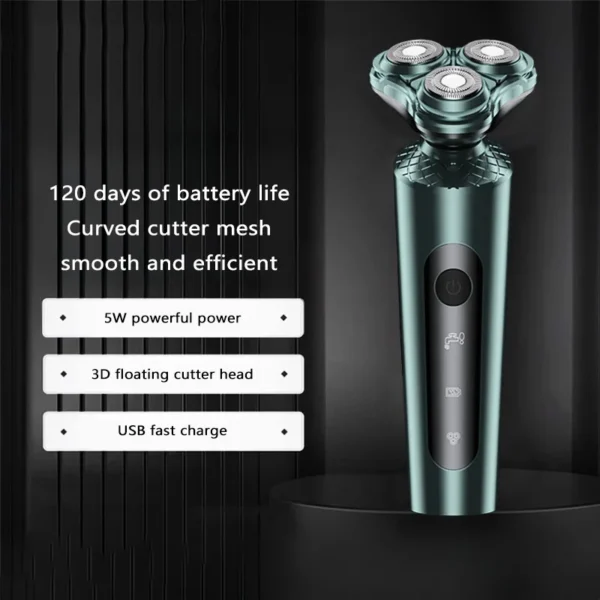 Electric Shavers Men Waterproof Wet Dry Use Electric Trimmer Razor Rechargeable Battery Rotary Shavers Machine Shaving - Image 2