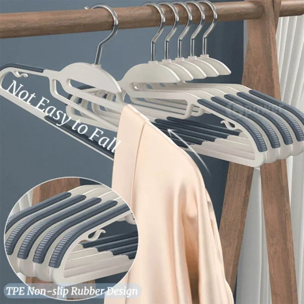 Hanger 10Pcs Anti-Slip Grey Multifunctional Wet and Dry Household Hanger Suitable for Hanging Storage Clothes Bedroom Ward - Image 2
