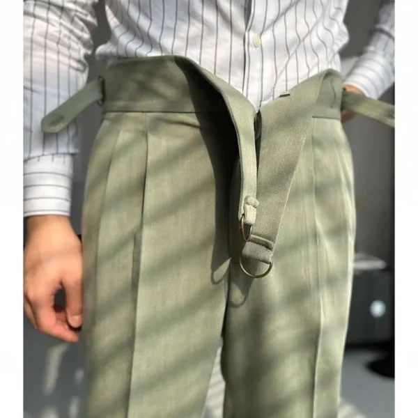 Oldyanup Men Vintage Gurkha Pants British Style High Waist Casual Straight Trousers Spring Autumn Fashion Naples Suit Pant - Image 3