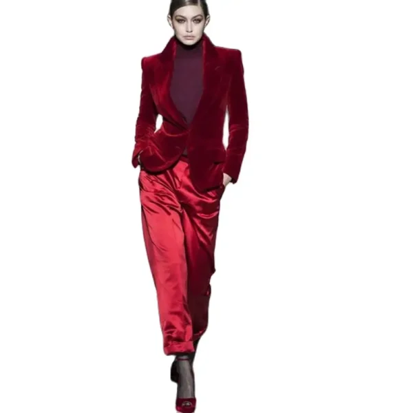 Women Pant Suits Wine Red Velvet Women Ladies Business Office Work Wear Formal Outfit For Weddings Tuxedos Blazer Fashion Suits