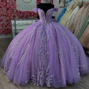 Angelsbridep Lavender Shiny Princess Ball Gown Quinceanera Dress Appliques Beads Sweet 16 Formal Occasion Dresses