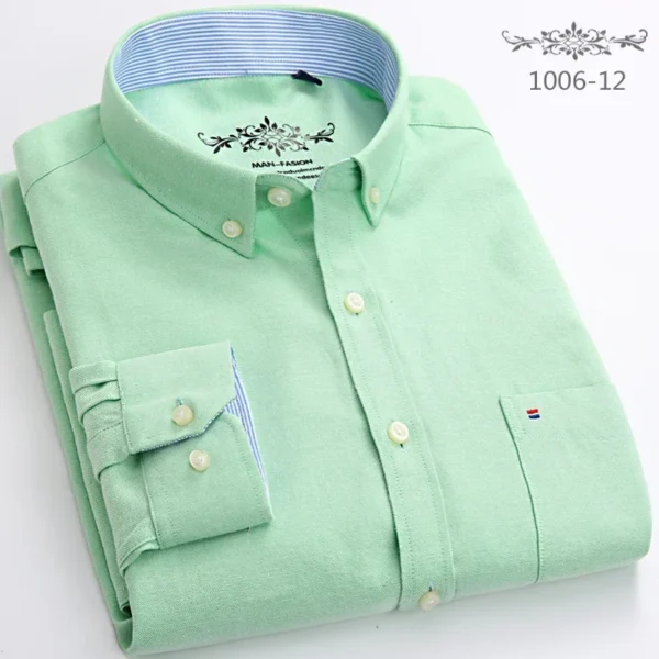New in shirt long-sleeve shirts for men slim fit formal plian shirt single pocket office clothes soft plaid cotton designer tops - Image 6