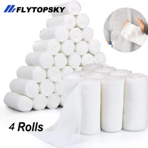 4 Rolls Premium Gauze Rolls,Breathable Flexible, Stretchable Gauze Bandage Roll for First Aid Wound Care & Medical Supplies