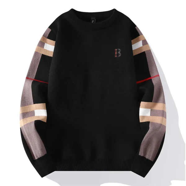 2024 New Autumn/Winter Fashion Luxury Men's Classic Casual Stripe Checkered Pullover Men's Business Brand Soft and Warm Sweater - Image 3