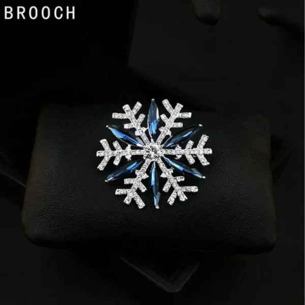 Exquisite Women‘s Brooch Crystal Snowflake Lapel Pins for Men Blue CZ Rhinestone Suit Clothes Badge Luxury Jewelry Accessories - Image 2