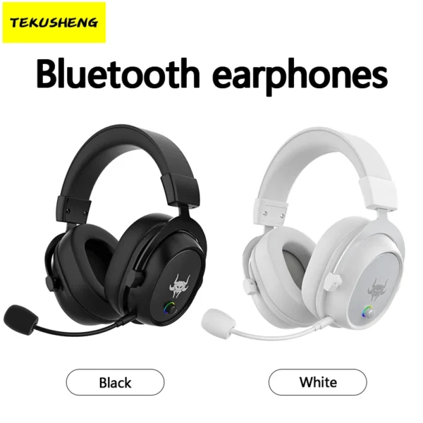 2.4G Wireless Overhead Gaming Headphones – Bluetooth, Noise-Cancelling, White Gaming Headset with Microphone - Image 6