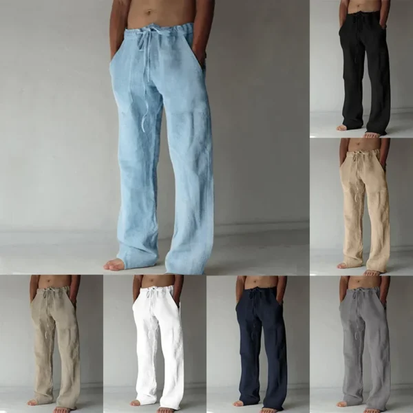 Summer Spring 2023 New Men's Cotton Linen Pants Male Autumn New Breathable Solid Color Linen Trousers Fitness Streetwear S-3XL - Image 3