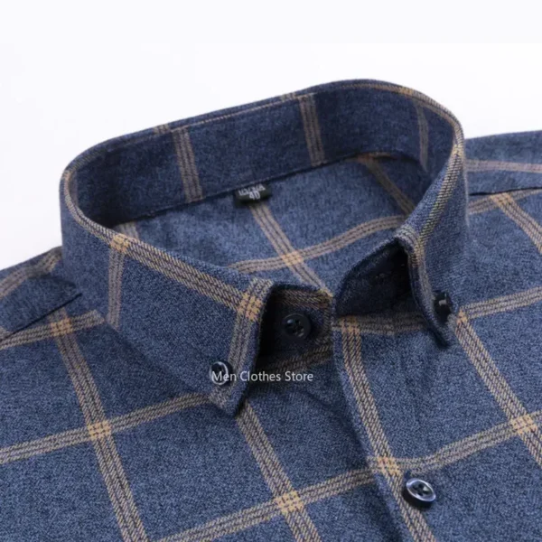 Pure Cotton Men's Plaid Shirt Long Sleeve Regular Fit Men Casual Oversized Shirt Leisure Autumn Male Blouse New Plus Size - Image 2