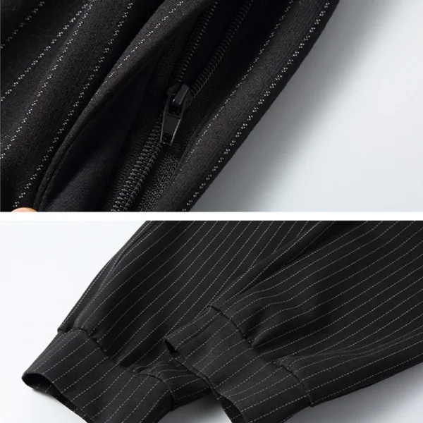Men’s Plus Size Stripe Sets, available up to 10XL for a bold yet comfortable autumn-winter fashion statement. A cargo-style jacket and pants ensemble for big-size fashion. - Image 6