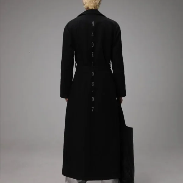 Washed Dark High-Grade Wasteland Style Ultra-Long Trench Coat for Men and Women - Image 3