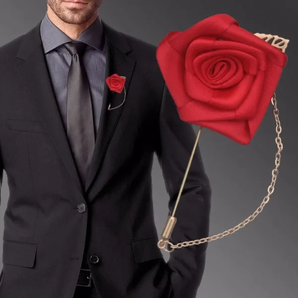 Multicolor Men‘s Suit Roses Simple Lapel Pin Leaf Groom Boutonniere Jewelry Brooches Fashion Accessories Brooch Pins - Image 5