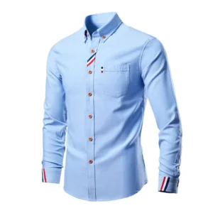 Spring and Autumn Men's Oxford Spinning Long Sleeve Shirt Korean Version Slim-fit Youth Trend Shirt