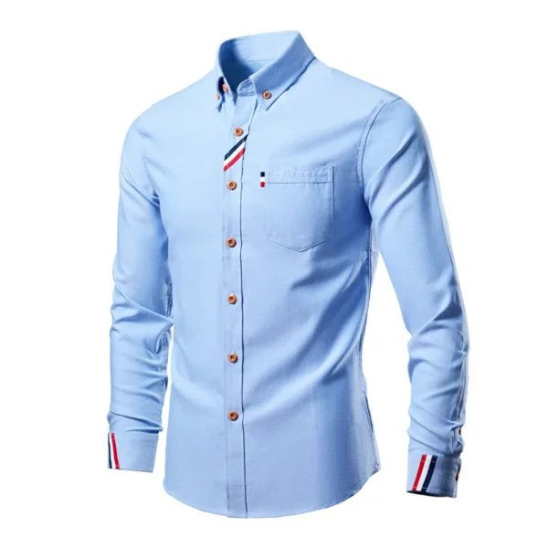 Spring and Autumn Men's Oxford Spinning Long Sleeve Shirt Korean Version Slim-fit Youth Trend Shirt