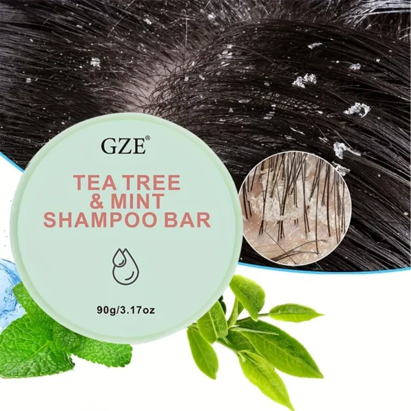 GZE Tea Tree & Mint Clarifying Bar Shampoo for Hair Dandruff | Removes Loose Dandruff Flakes Shampoo Bar for Itchy Scalp