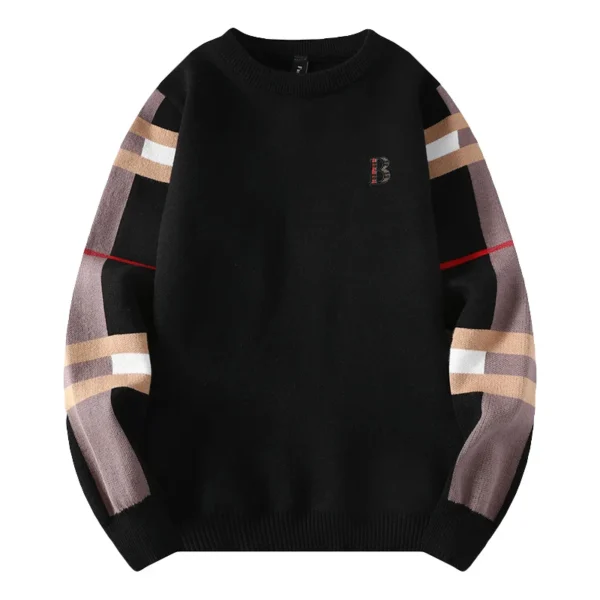 2024 New Autumn/Winter Fashion Luxury Men's Classic Casual Stripe Checkered Pullover Men's Business Brand Soft and Warm Sweater - Image 5