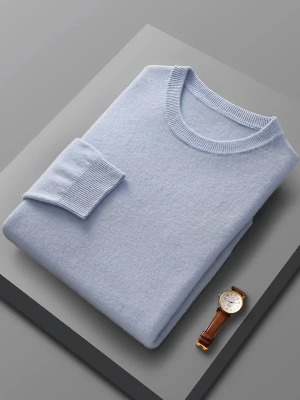 Spring Autumn Merino Wool Pullover Sweater for Men, O-Neck Long Sleeve Cashmere Knitwear - Image 2