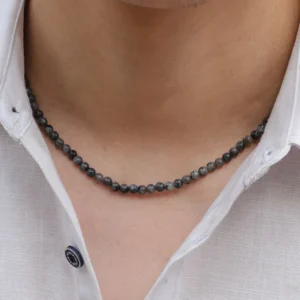 Unique 18Inch Choker Necklace Men Minimalist 4mm Natural Stone Collar Boyfriend Gift Hiphop Rock Short Colar Neck Accessories