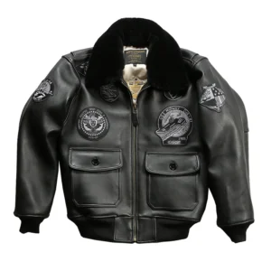 European Plus Size Bomber Jacket for Men, Wool Detachable Embroidery Real Leather, Heavy Black Lambskin