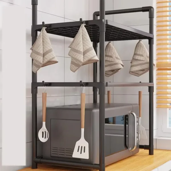 Kitchen Storage Rack Multi-Layer Microwave Shelf Condiment Organizer Shelf Simple Countertop Tidying Shelves Storage Organizer - Image 3