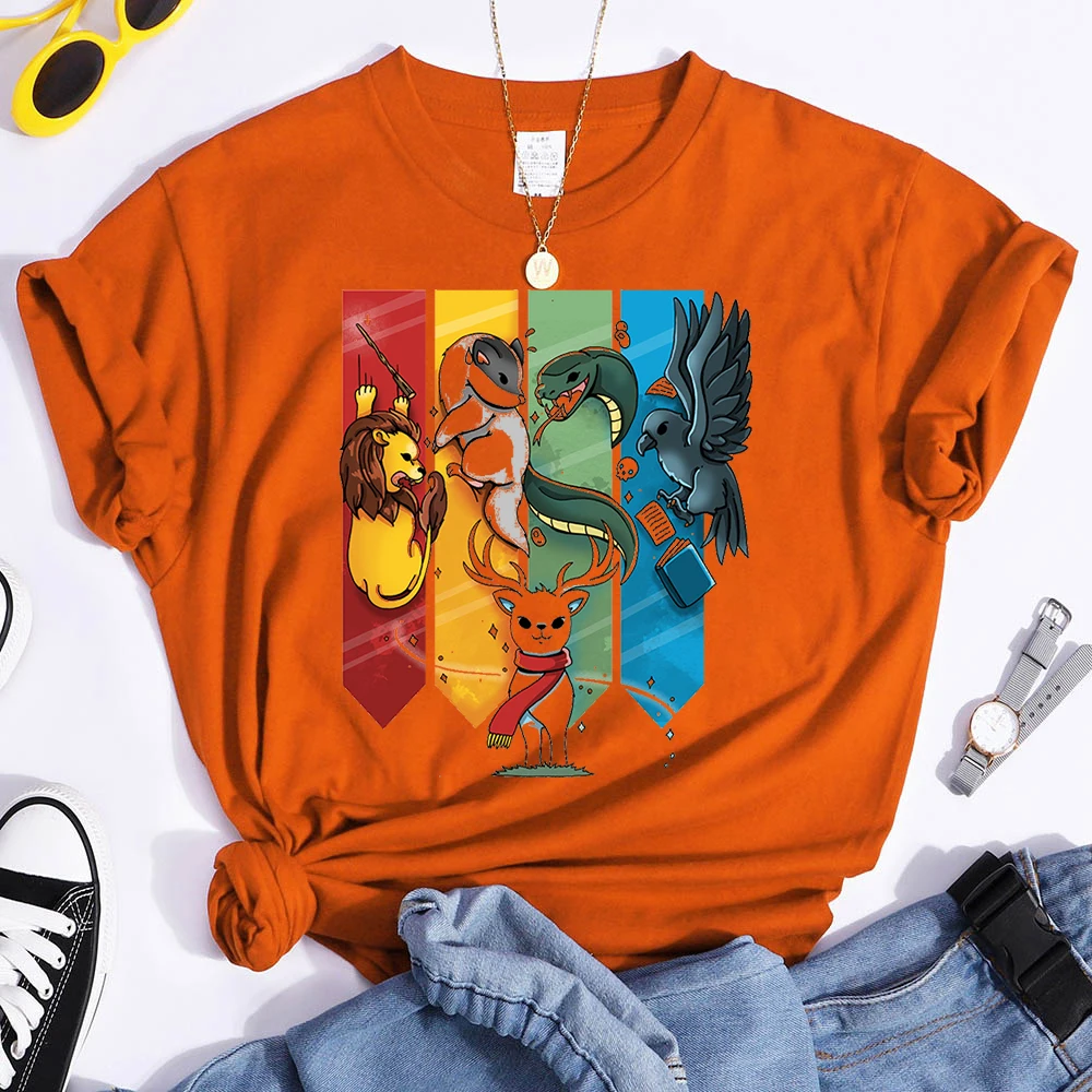Magic Animal Ladies T Clothing T-shirts Short Sleeve Fashion Female Graphic Tees Hogwarts Print Summer Casual Tshirts Clothes - Image 6