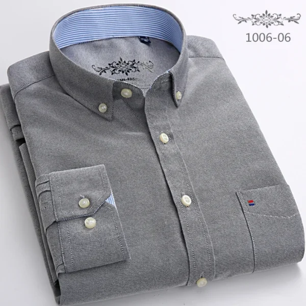 New in shirt long-sleeve shirts for men slim fit formal plian shirt single pocket office clothes soft plaid cotton designer tops - Image 4