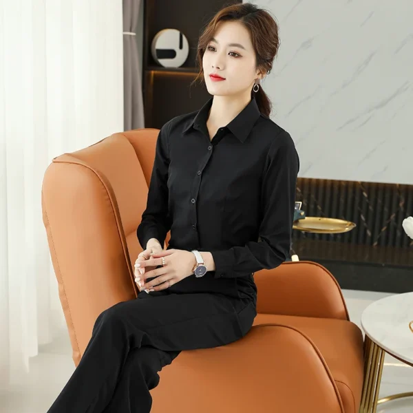 Formal Dress Women Shirt Long Sleeve Blouse New Black Shirt Women Tops 2024 Fashion Women Clothing Basic White Shirts OL Blouses - Image 2