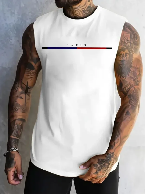 Summer New Trend Men's Pull-Over Crew Neck Vest Mesh Fitness Breathable Vest Blazer Men's Quick Drying Sweat Absorption T-Shirt - Image 3