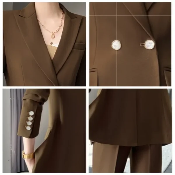 Brown Suit Woman New Fashion Temperament Advanced Sense of Two-piece Suit Spring Autumn British Style Formal Wear High Quality - Image 5