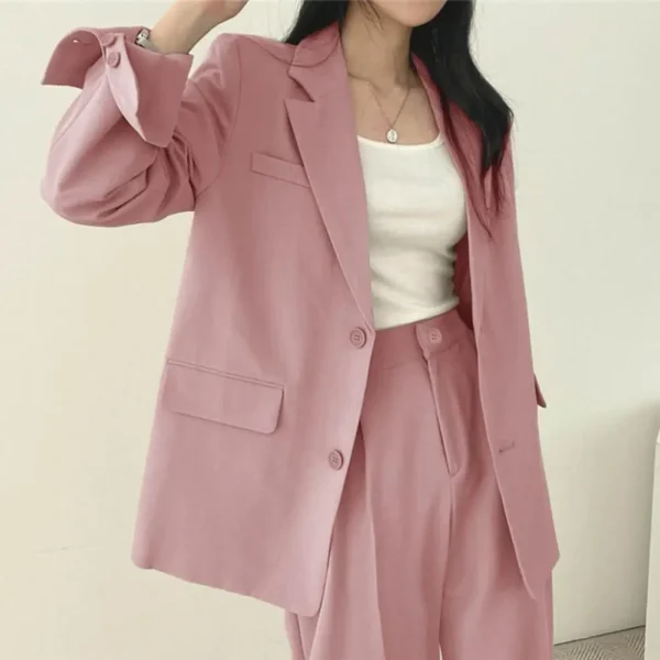Wide Leg Suit Pants Set Elegant Women's Business Suit Set with Single-breasted Cardigan Jacket High Waist Wide for Professional - Image 2