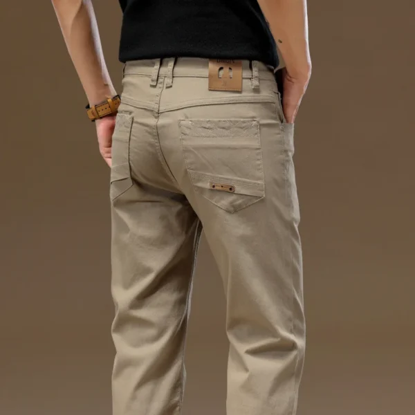 2024 Pure Cotton Casual Pants Men's Autumn Fashion All-Matching Simple Comfortable Slim Straight Business Long Pants - Image 2