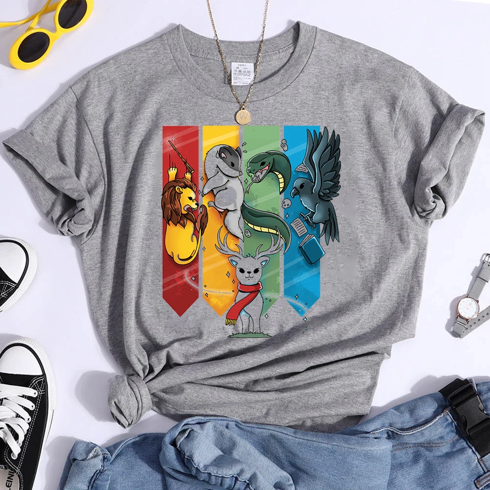 Magic Animal Ladies T Clothing T-shirts Short Sleeve Fashion Female Graphic Tees Hogwarts Print Summer Casual Tshirts Clothes - Image 3