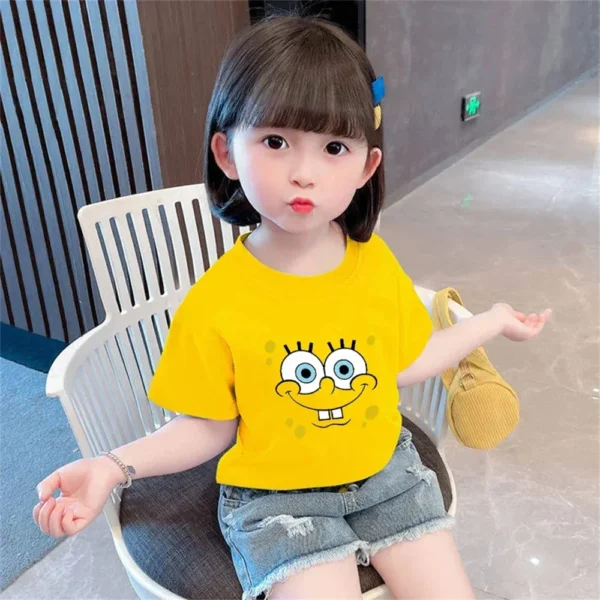 New SpongeBob T-shirt Kids Sweatshirt Kids Short Sleeve Boys Girls Clothing Summer Short sleeve ages 3-12 - Image 5