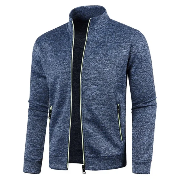 Spring and Autumn 2023 New Men's Zipper Knitwear Long Sleeve Thin Cashmere Fashion Fashion Top Sweater Coat Large Men - Image 3