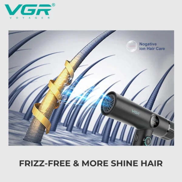 VGR Leafless Anion Blow Dryer Professional Hair Dryer Brushless Motor 110000 RPM Suitable For Salons Powerful Hair Dryer V-401 - Image 4