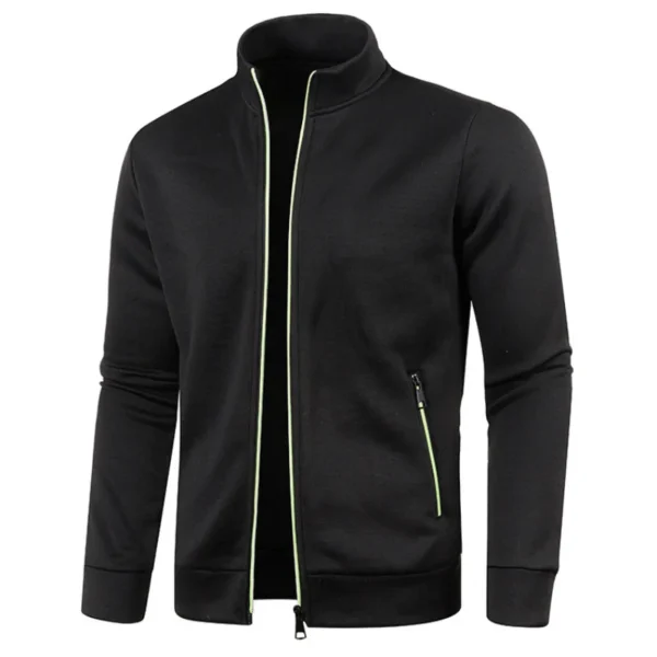 Spring and Autumn 2023 New Men's Zipper Knitwear Long Sleeve Thin Cashmere Fashion Fashion Top Sweater Coat Large Men - Image 2