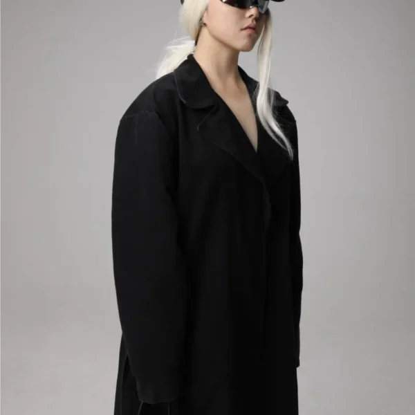 Washed Dark High-Grade Wasteland Style Ultra-Long Trench Coat for Men and Women - Image 4