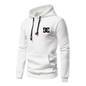 New autumn and winter Europe men DC letters printed casual large pocket hoodie jumper small plaid jacquard plus size casual hood