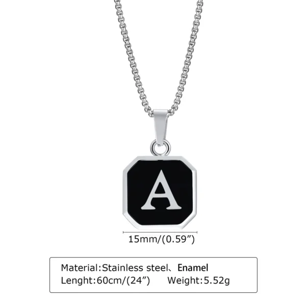 Vnox A-Z Initial Letters Men Necklaces, Geometric Pendant with Box Cuban Rope Chain, Stainless Steel Square Simple Collar - Image 5