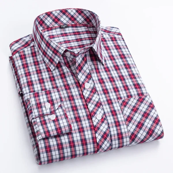 New Plaid Long Sleeve Dress Shirts For Man Cotton Classic Checked England Style Turn Down Collar M-8XL Men's Clothes Shirt Soft - Image 4