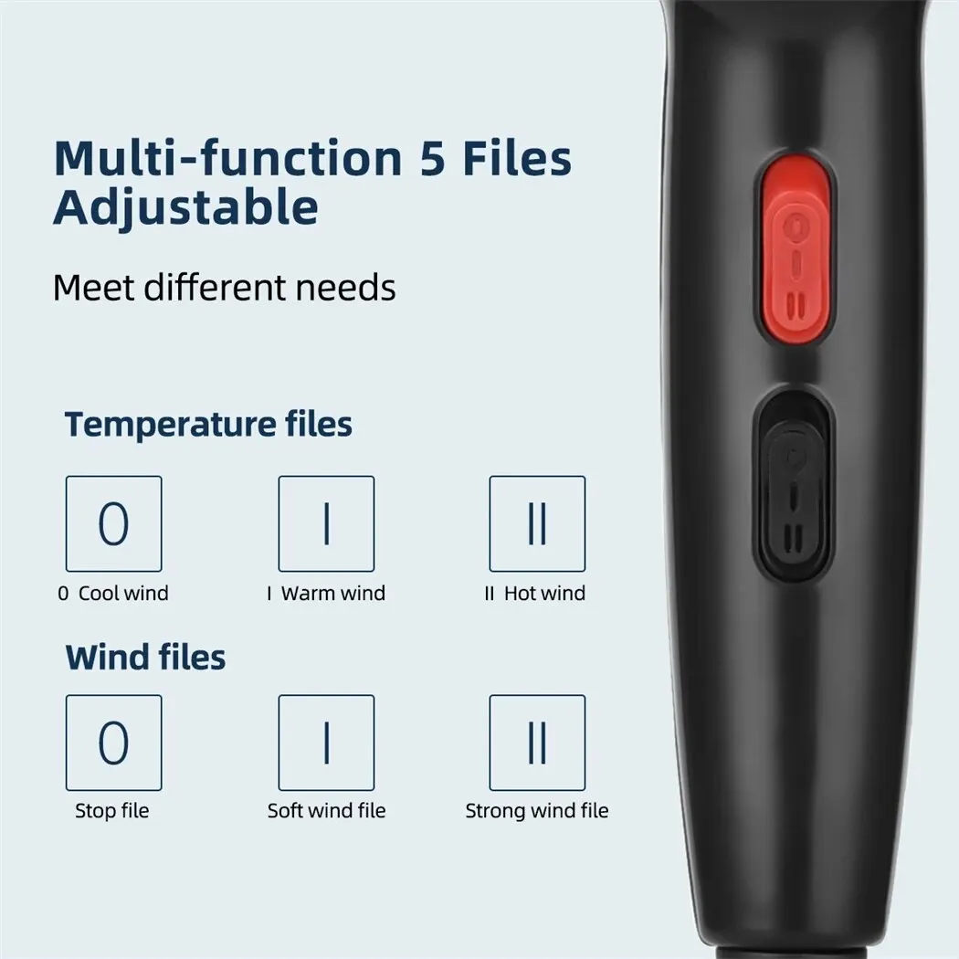 CkeyiN 1600W Hair Dryer Professional Negative Ion Blower Home Use Hot Cold Blow Drying Salon Blower Diffuser Concentrator Nozzle - Image 3