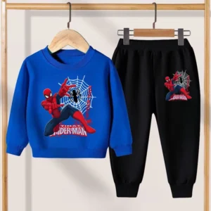 Anime Spiderman Spring New Style Children's Clothing Set Boys' Hoodies Long Pants Two-piece Set Disney Kids Casual Sports Set