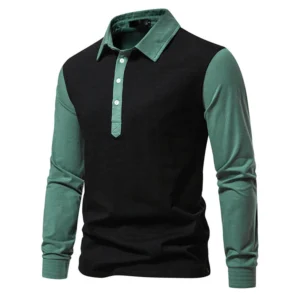 Male Tops Men T-shirts Leisure Formal Lapel Long Sleeve Office Outdoor Party Patchwork Shirt Slim T Shirt Blouse